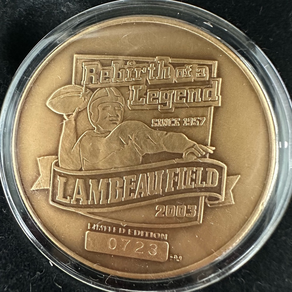 LAMBEAU FIELD Green Bay Packers Highland Mint Solid Bronze Medallion LIMITED